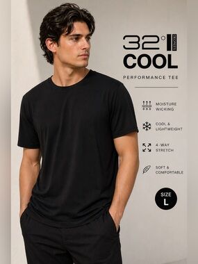 🌸 4/$20 Sale 32 Degrees Black Short Sleeve Crew Neck T-Shirt (Mens) Large